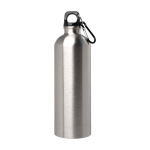 Gourde en acier inoxydable recyclé avec mousqueton 750ml couleur argenté deuxième vue frontale