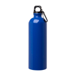 Gourde en acier inoxydable recyclé avec mousqueton 750ml couleur bleu roi deuxième vue frontale