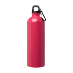 Gourde en acier inoxydable recyclé avec mousqueton 750ml couleur fuchsia deuxième vue frontale