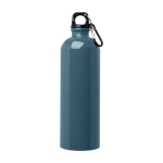 Gourde en acier inoxydable recyclé avec mousqueton 750ml couleur cyan deuxième vue frontale