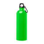 Gourde en acier inoxydable recyclé avec mousqueton 750ml couleur vert fluorescent deuxième vue frontale