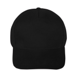 Casquette classique 100% coton 5 panneaux avec fermeture velcro couleur noir première vue