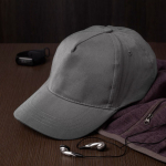 Casquette classique 100% coton 5 panneaux avec fermeture velcro couleur gris quatrième vue