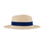 Chapeau en papier couleur naturelle avec ruban coloré à personnaliser couleur bleu