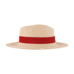 Chapeau en papier couleur naturelle avec ruban coloré à personnaliser couleur rouge