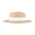 Chapeau en papier couleur naturelle avec ruban coloré à personnaliser couleur blanc
