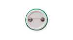Pin circulaire finition brillante avec attache à épingle couleur vert troisième vue