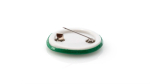 Pin circulaire finition brillante avec attache à épingle couleur vert quatrième vue