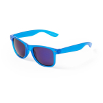 Lunettes de soleil en couleurs translucides et avec verres miroir couleur bleu première vue