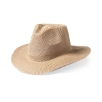 Chapeau style cowboy en matière synthétique avec ruban personnalisable couleur beige
