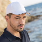 Casquette en coton peigné 6 panneaux avec détail sur la visière couleur bleu cinquième vue