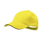 Casquette en coton peigné 6 panneaux avec détail sur la visière couleur jaune première vue
