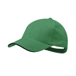 Casquette en coton peigné 6 panneaux avec détail sur la visière couleur vert première vue
