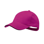 Casquette en coton peigné 6 panneaux avec détail sur la visière couleur fuchsia première vue
