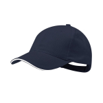 Casquette en coton peigné 6 panneaux avec détail sur la visière couleur bleu marine première vue