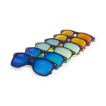 Lunettes de soleil avec monture bicolore et verres effet miroir couleur bleu première vue