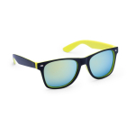 Lunettes de soleil avec monture bicolore et verres effet miroir couleur jaune première vue