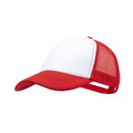 Casquette trucker en polyester 5 panneaux avec fermeture ajustable couleur rouge première vue