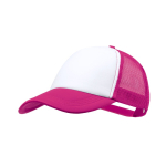Casquette trucker en polyester 5 panneaux avec fermeture ajustable couleur fuchsia première vue