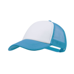 Casquette trucker en polyester 5 panneaux avec fermeture ajustable couleur bleu ciel première vue