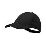 Casquette 6 panneaux en coton peigné avec fermeture velcro couleur noir première vue