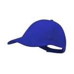 Casquette 6 panneaux en coton peigné avec fermeture velcro couleur bleu première vue