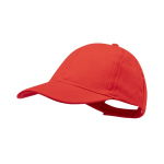 Casquette 6 panneaux en coton peigné avec fermeture velcro couleur rouge première vue