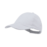 Casquette 6 panneaux en coton peigné avec fermeture velcro couleur blanc première vue