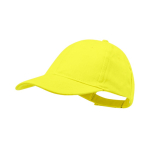 Casquette 6 panneaux en coton peigné avec fermeture velcro couleur jaune première vue