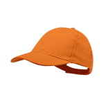 Casquette 6 panneaux en coton peigné avec fermeture velcro couleur orange première vue