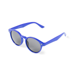 Lunettes de soleil avec des verres noirs et ronds UV400 couleur bleu première vue