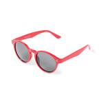 Lunettes de soleil avec des verres noirs et ronds UV400 couleur rouge troisième vue