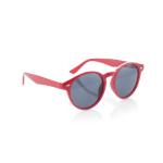 Lunettes de soleil avec des verres noirs et ronds UV400 couleur rouge première vue