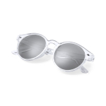 Lunettes de soleil avec des verres noirs et ronds UV400 couleur blanc troisième vue