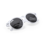 Lunettes de soleil avec des verres noirs et ronds UV400 couleur blanc première vue