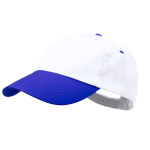 Casquette 5 panneaux en coton avec velcro en plusieurs coloris couleur blanc/bleu première vue