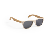 Lunettes de soleil avec branches en bambou et verres noirs UV400 couleur naturel première vue
