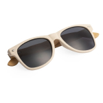 Lunettes de soleil avec branches en bambou et verres noirs UV400 deuxième vue