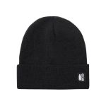 Bonnet en maille polyester RPET avec revers sur le devant couleur noir première vue