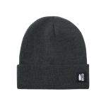 Bonnet en maille polyester RPET avec revers sur le devant couleur gris première vue