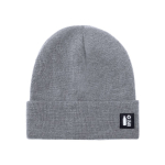 Bonnet en maille polyester RPET avec revers sur le devant couleur gris clair première vue