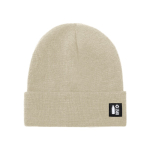 Bonnet en maille polyester RPET avec revers sur le devant couleur naturel première vue