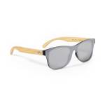 Lunettes de soleil avec branches en bambou, verres noirs effet miroir couleur bois deuxième vue
