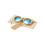 Lunettes en bambou avec verres miroir dans un sac à cordon couleur bois