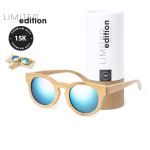 Lunettes en bambou avec verres miroir dans un sac à cordon couleur bois première vue