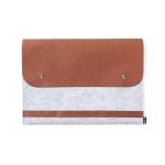 Housse pour ordinateur en feutre RPET avec rabat en similicuir 14'' couleur gris première vue