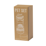 Set pour animaux à 2 compartiments avec doseurs intégrés vue avec boîte