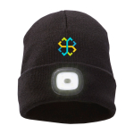 Bonnet côtelé extensible avec LED frontale 92 g/m² couleur noir