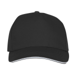Casquette sandwich en coton à 5 panneaux 175 g/m² couleur noir deuxième vue frontale