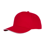 Casquette sandwich en coton à 5 panneaux 175 g/m² couleur rouge
